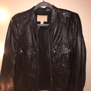 HINGE leather moto jacket.